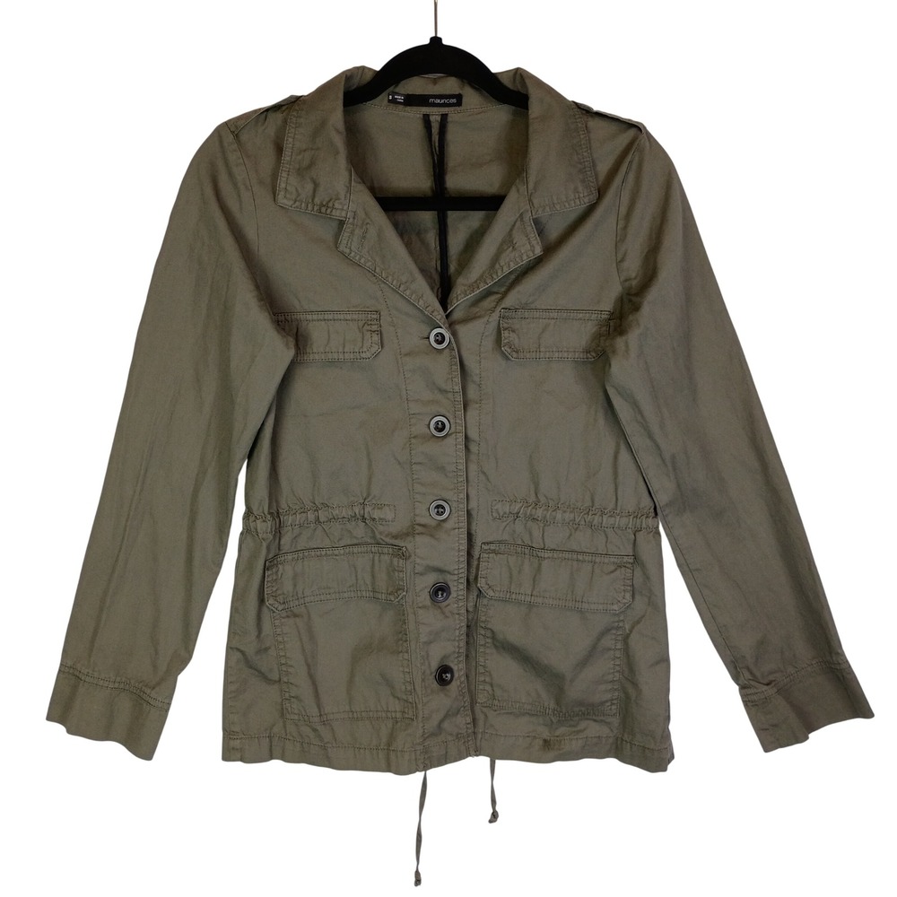 Maurices Womens S Casual Military Olive Green Utility Jacket Drawstring